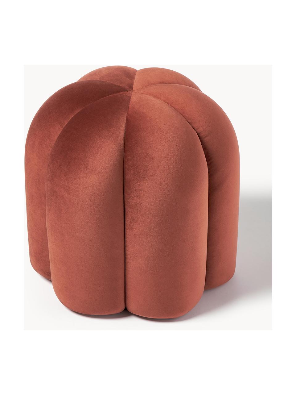 Fluwelen poef Cali, Bekleding: polyester fluweel, Fluweel terracotta, Ø 46 x H 44 cm