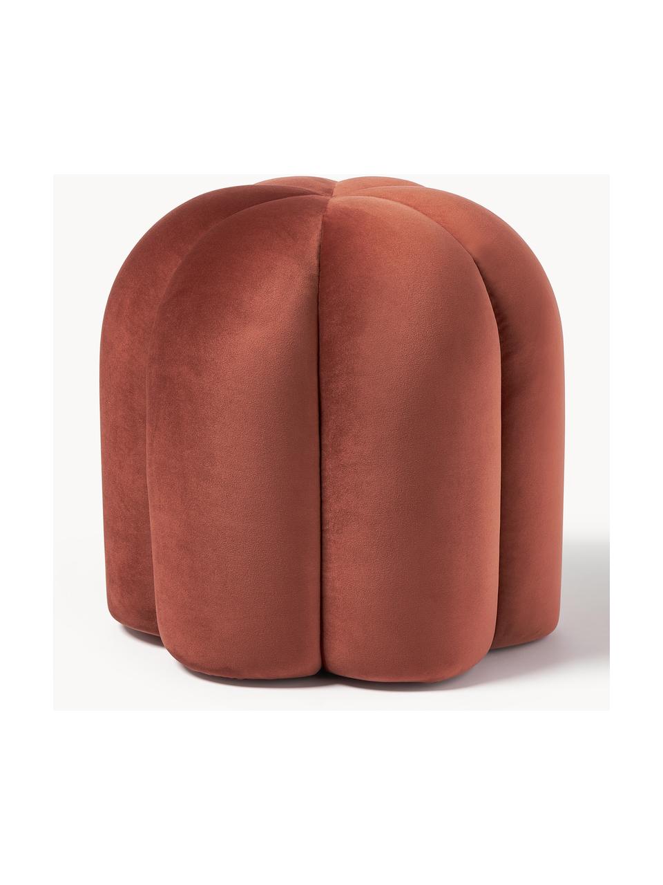 Pouf en velours Cali, Velours terracotta, Ø 46 x haut. 44 cm