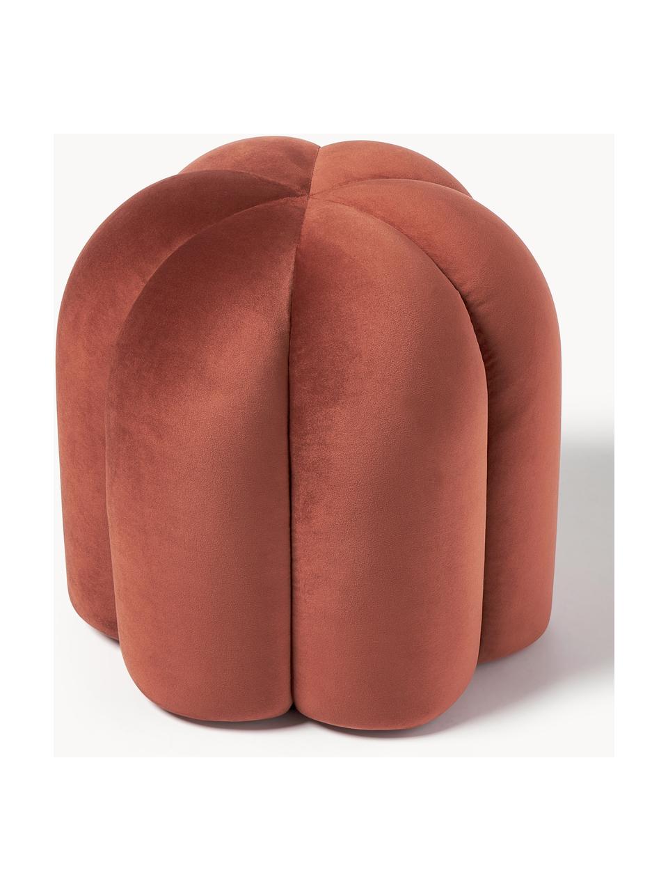 Fluwelen poef Cali, Bekleding: polyester fluweel, Fluweel terracotta, Ø 46 x H 44 cm