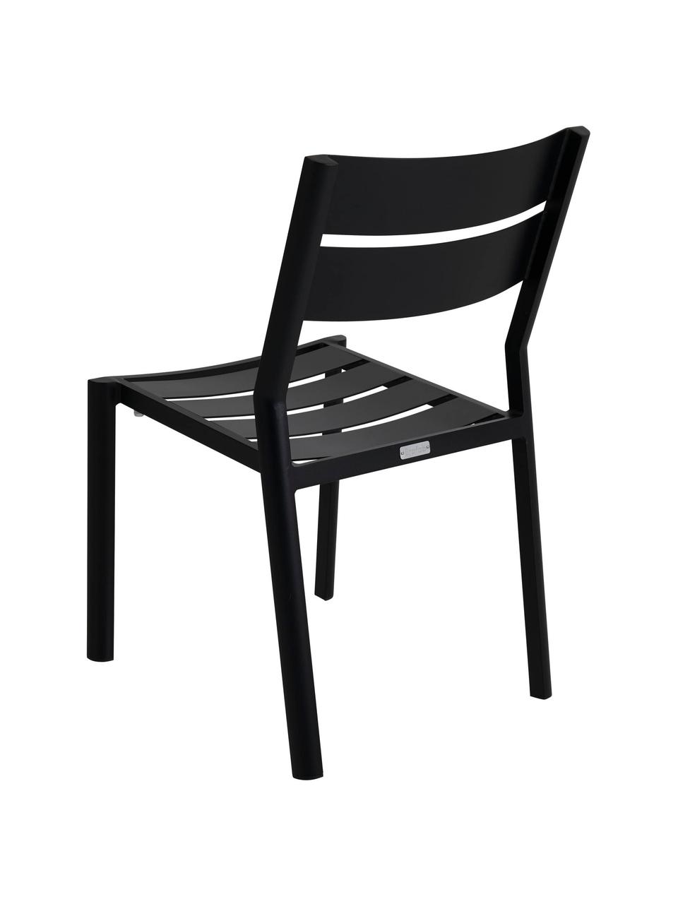 Chaise de jardin empilable noir Delia, Aluminium, revêtement par poudre, Noir, larg. 48 x prof. 55 cm