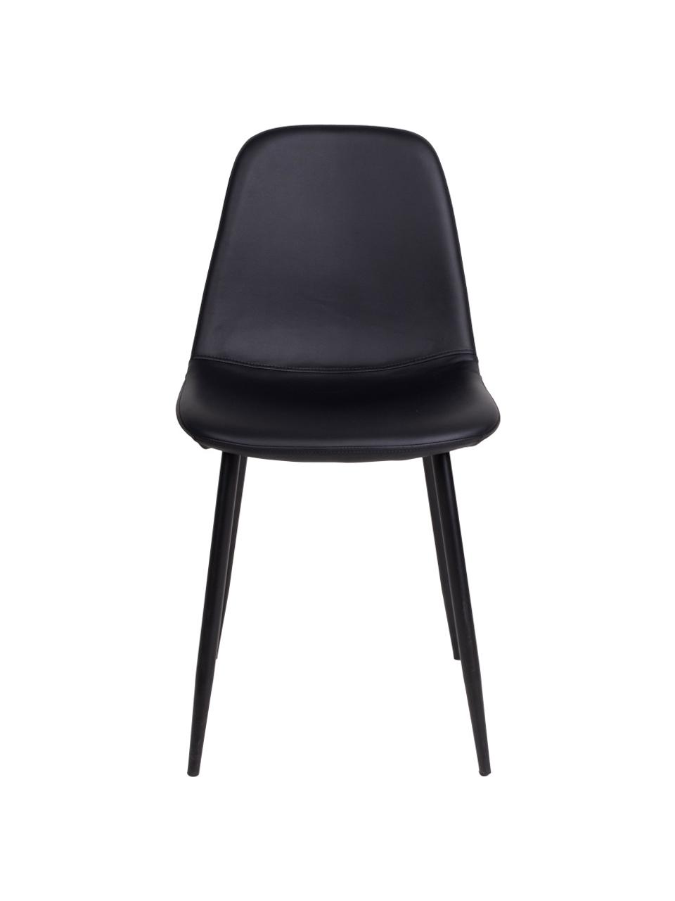 Silla tapizada en cuero sintético Stockholm, Tapizado: cuero sintético (poliuret, Patas: metal recubierto, Cuero sintético negro, negro, An 47 x F 50 cm