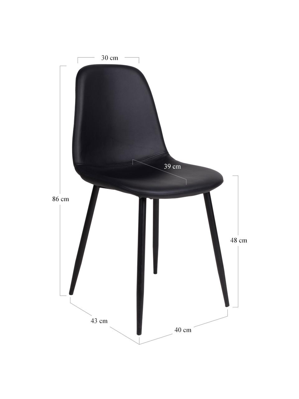 Silla tapizada en cuero sintético Stockholm, Tapizado: cuero sintético (poliuret, Patas: metal recubierto, Cuero sintético negro, negro, An 47 x F 50 cm