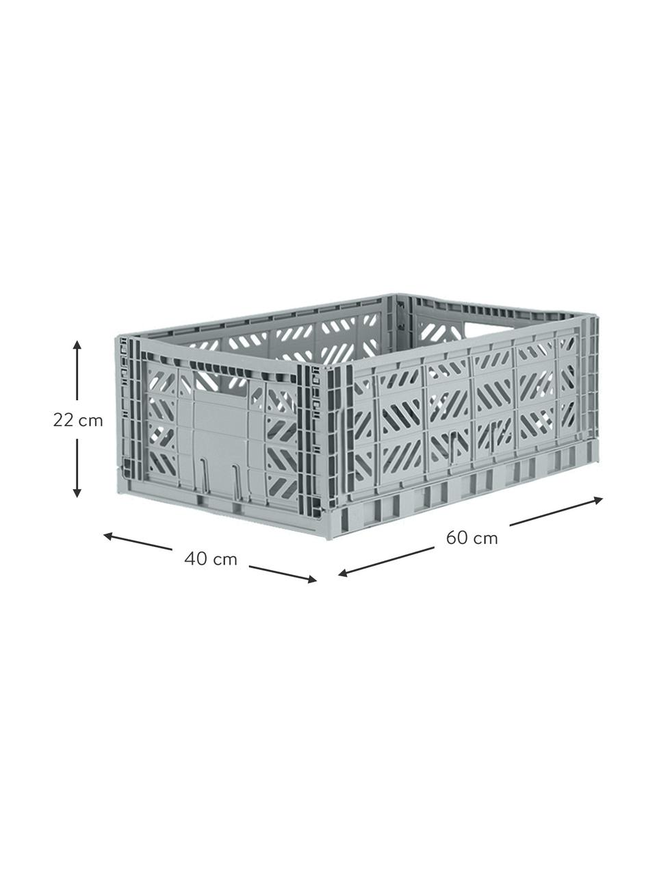 Caja plegable apilable Grey, grande, Plástico, Gris, An 60 x Al 22 cm