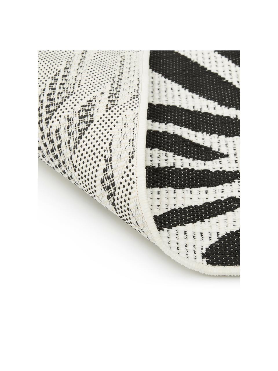 In- & outdoor vloerkleed Exotic met zebra print, 86% polypropyleen, 14% polyester, Crèmewit, zwart, B 120 x L 170 cm (maat S)