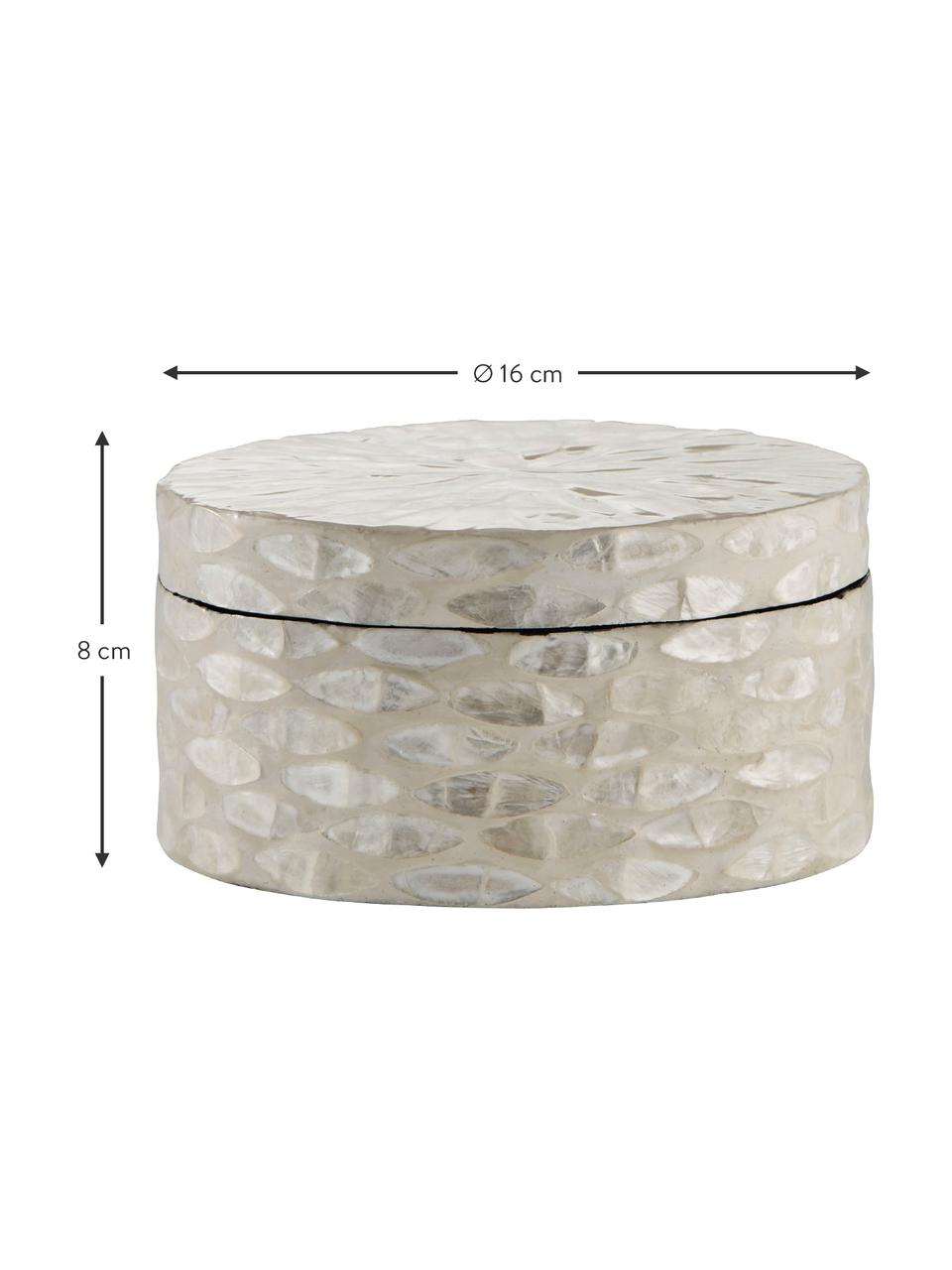 Caja artesanal Cellia, Capiz, tablero de fibras de densidad media (MDF), Beige, nácar, Ø 16 x Al 8 cm