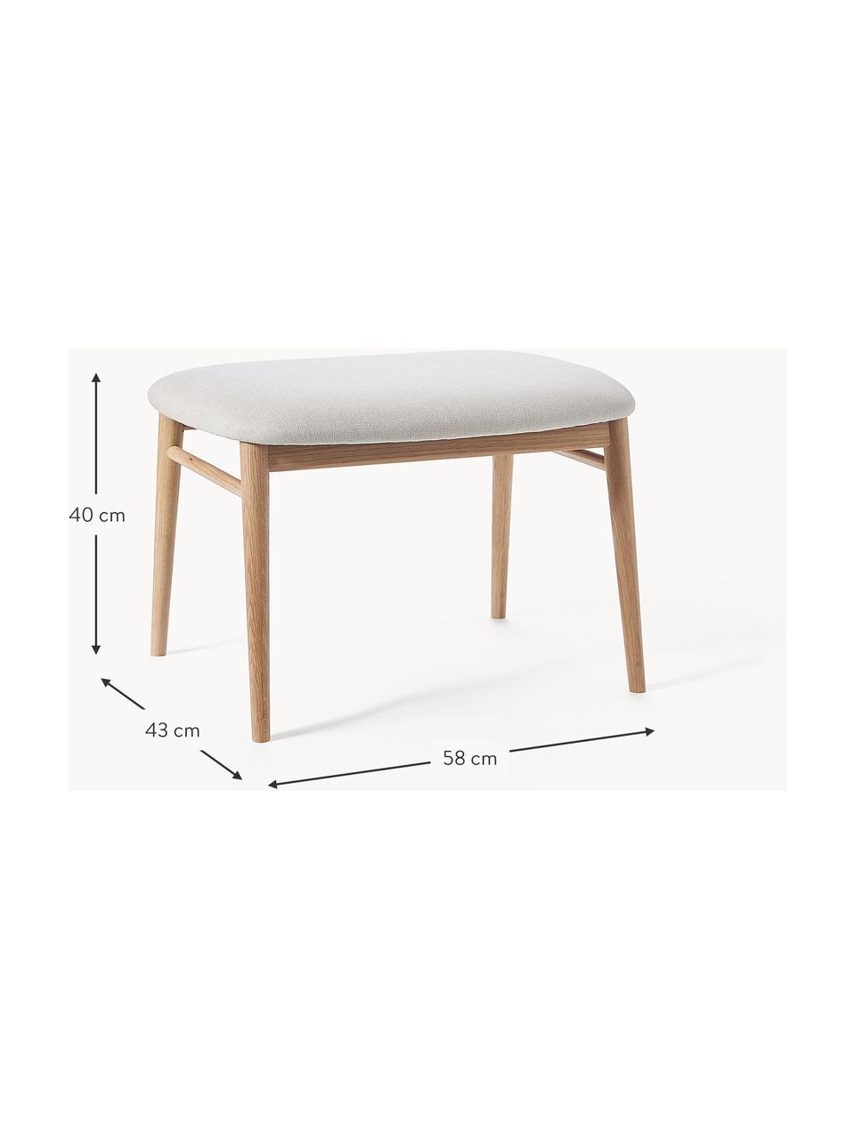 Holz-Hocker Aurea mit Polsterung, Bezug: 100 % Polyester Der hochw, Gestell: Schichtholz, Beine: Massives Eichenholz, Webstoff Hellbeige, Eichenholz, B 58 x H 40 cm