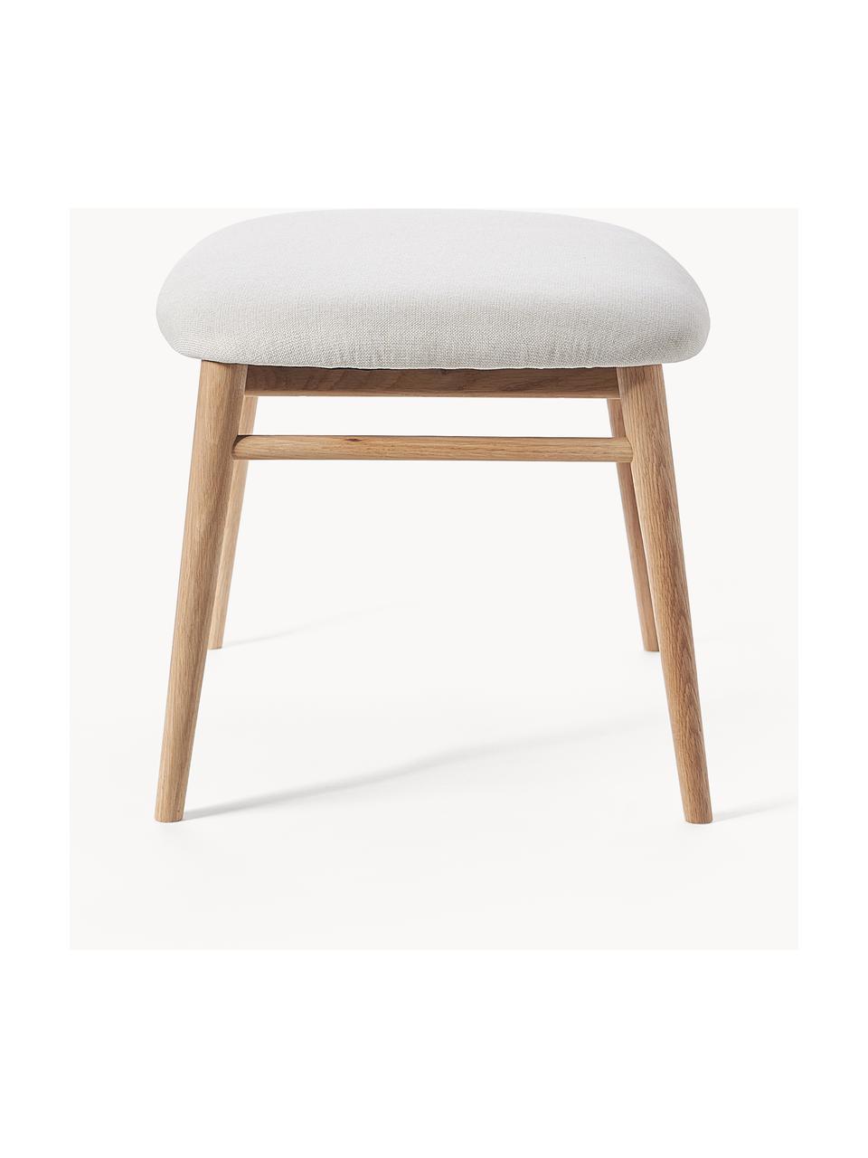 Holz-Hocker Aurea mit Polsterung, Bezug: 100 % Polyester Der hochw, Gestell: Schichtholz, Beine: Massives Eichenholz, Webstoff Hellbeige, Eichenholz, B 58 x H 40 cm