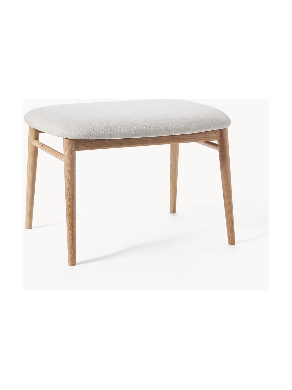 Holz-Hocker Aurea mit Polsterung, Bezug: 100 % Polyester Der hochw, Gestell: Schichtholz, Beine: Massives Eichenholz, Webstoff Hellbeige, Eichenholz, B 58 x H 40 cm