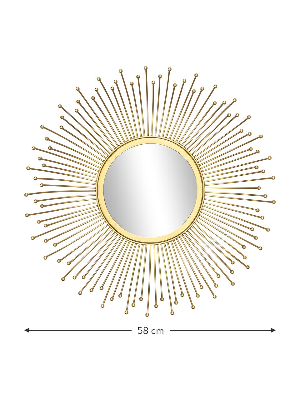 Espejo de pared de metal Erina, Metal recubierto, Dorado, Ø 58 cm