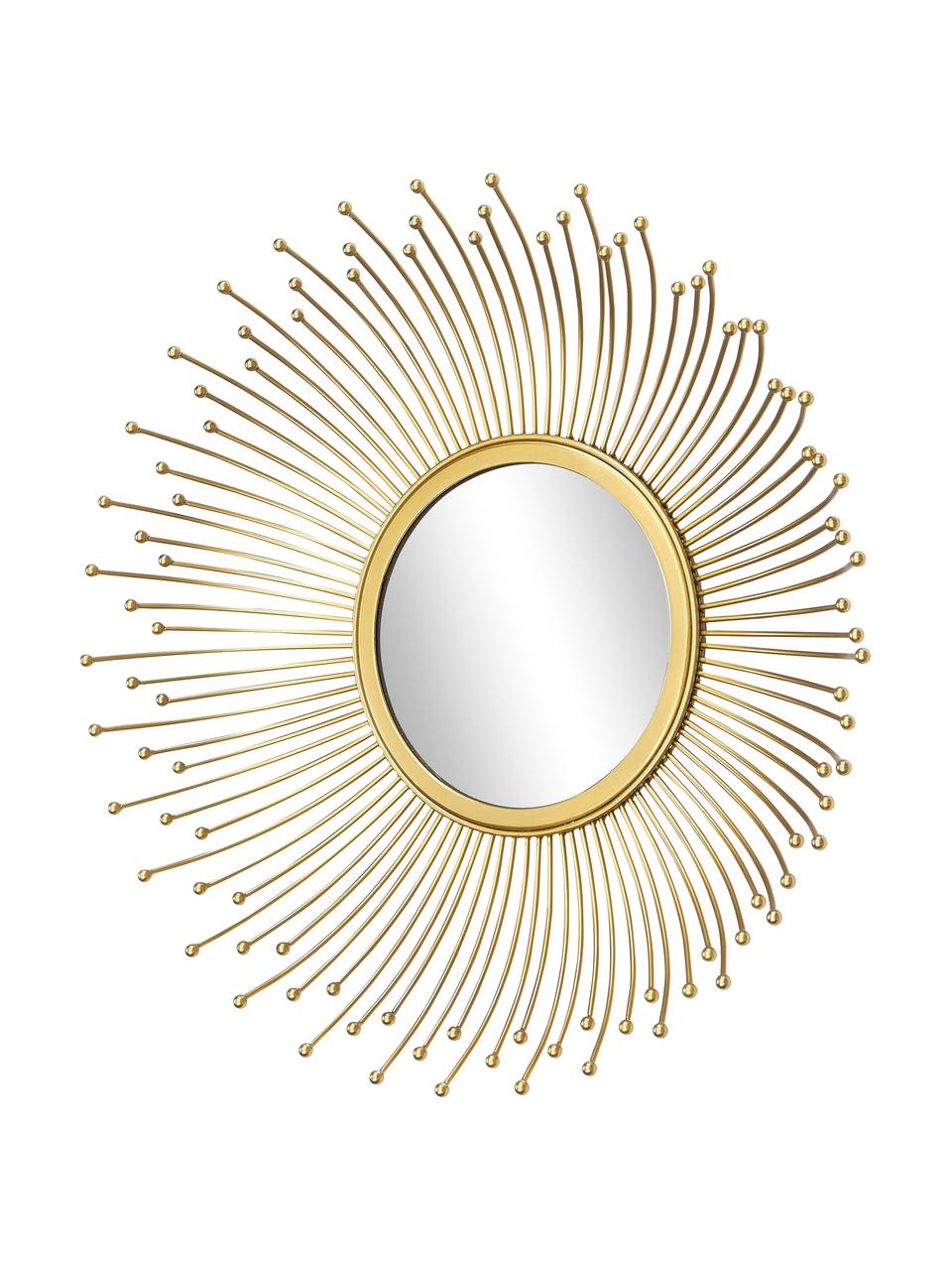 Nástenné zrkadlo s kovovou dekoráciou Erina, Potiahnutý kov, Odtiene zlatej, Ø 58 cm