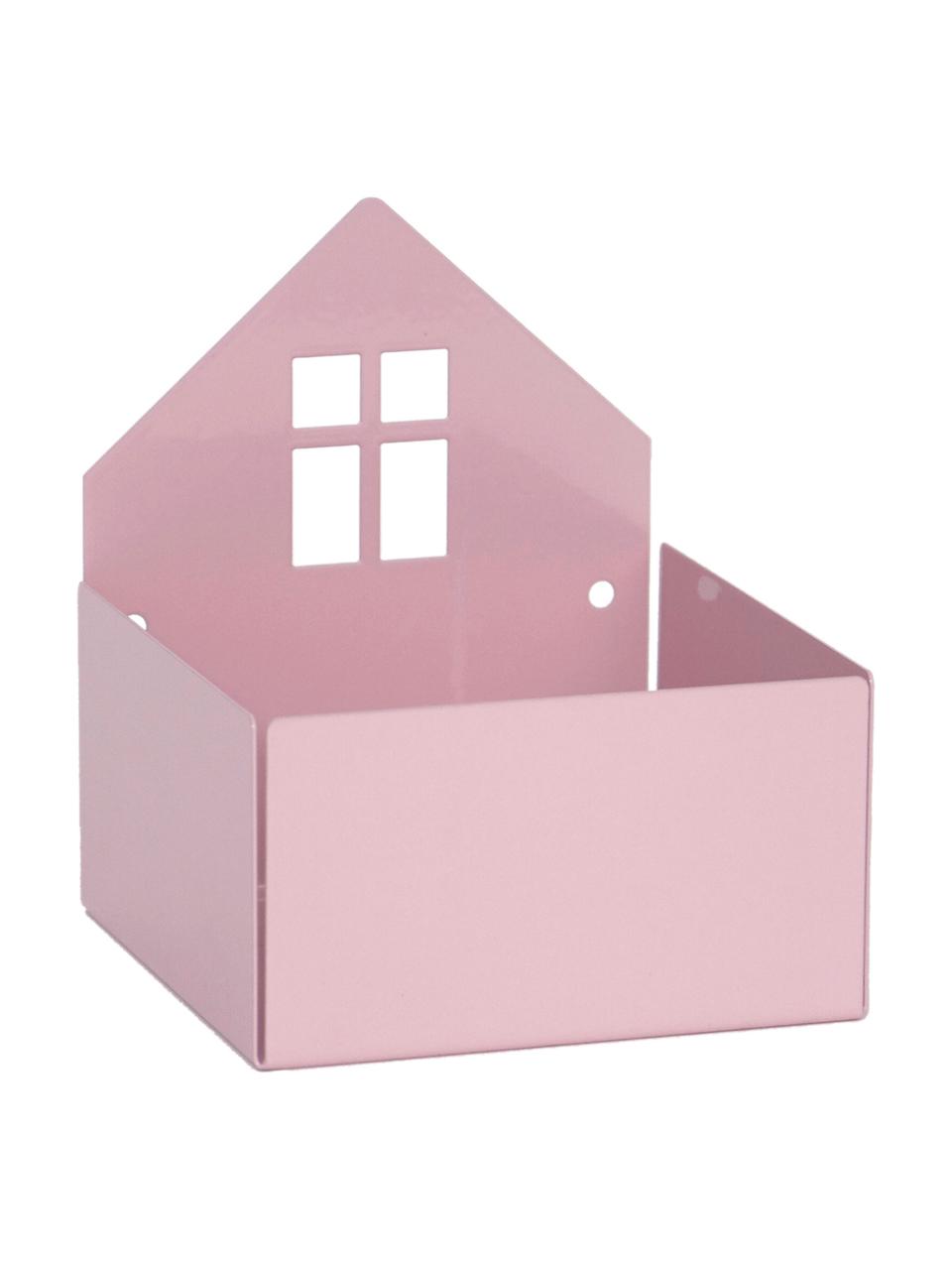 Pudełko do przechowywania Town House, Metal malowany proszkowo, Blady różowy, S 11 x W 13 cm