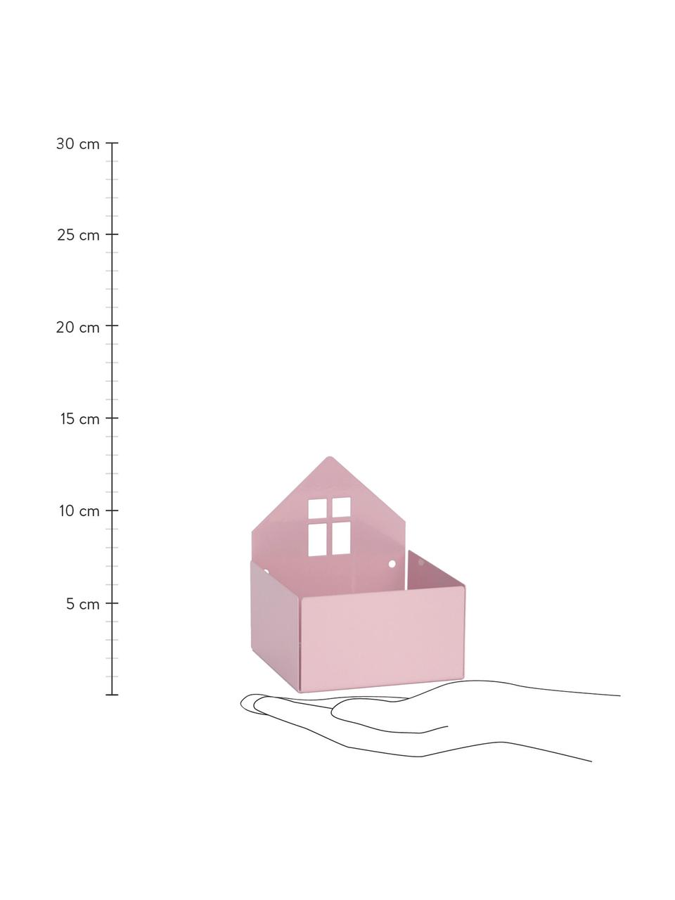 Boîte de rangement Town House, Métal, revêtement par poudre, Rose, larg. 11 x haut. 13 cm