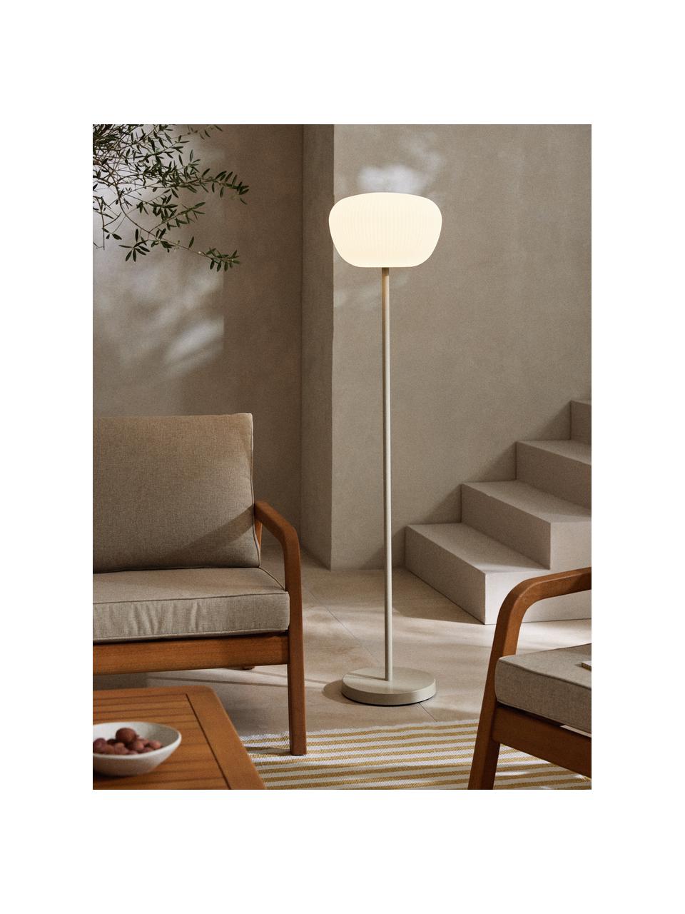 Mobiel outdoor vloerlamp Tara, dimbaar, Lampenkap: acrylglas, Wit, lichtbeige, H 151 cm