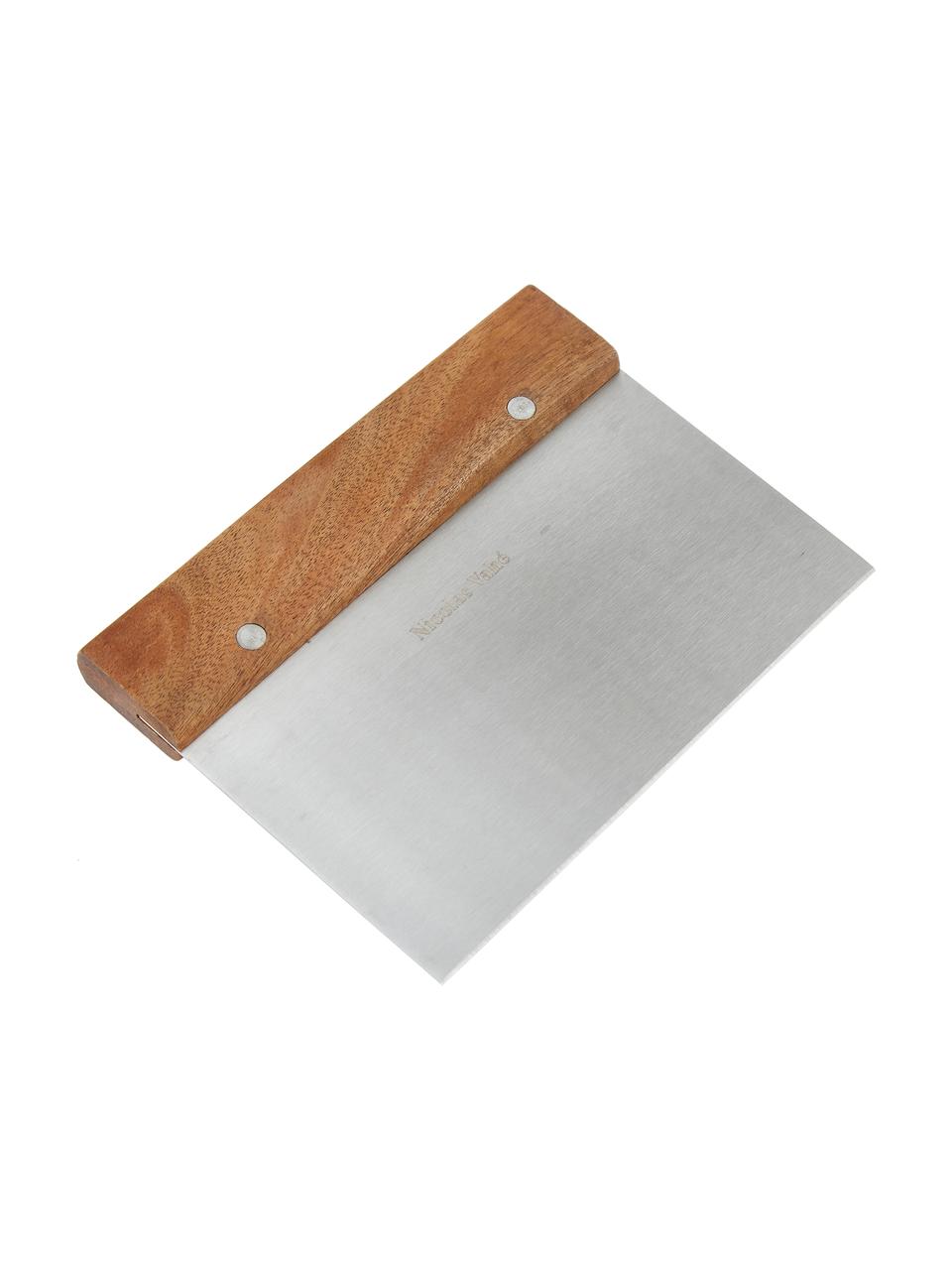 Nóż do ciasta z drewna akacjowego i stali szlachetnej Puka, Drewno akacjowe, odcienie srebrnego, S 15 x W 12 cm