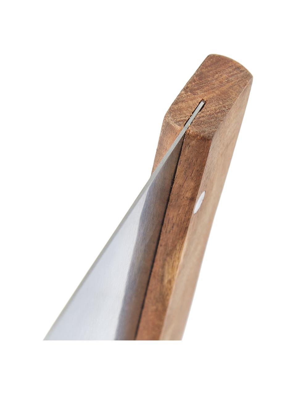 Nóż do ciasta z drewna akacjowego i stali szlachetnej Puka, Drewno akacjowe, odcienie srebrnego, S 15 x W 12 cm