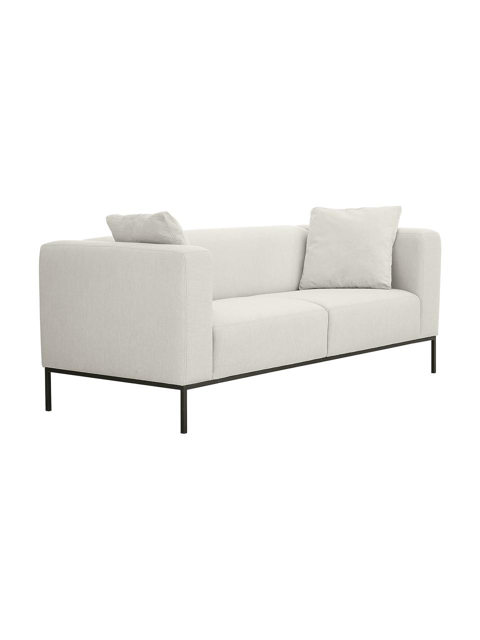 Sofa Carrie (3-Sitzer) mit Metall-Füssen, Bezug: Polyester 50.000 Scheuert, Gestell: Spanholz, Hartfaserplatte, Webstoff Hellgrau, B 202 x T 86 cm