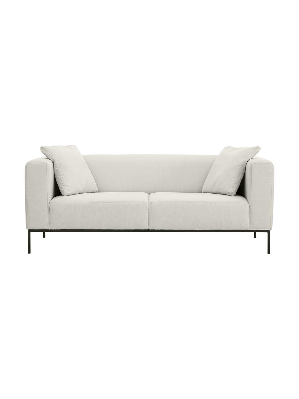 Sofa Carrie (3-Sitzer) mit Metall-Füssen, Bezug: Polyester 50.000 Scheuert, Gestell: Spanholz, Hartfaserplatte, Webstoff Hellgrau, B 202 x T 86 cm