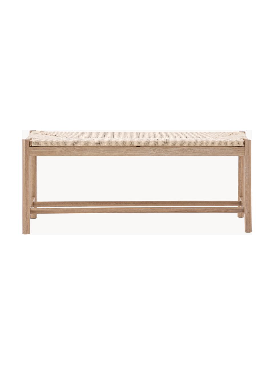 Banc en bois avec jonc tressé à la main Eton, Bois de hêtre, beige clair, larg. 110 x prof. 45 cm