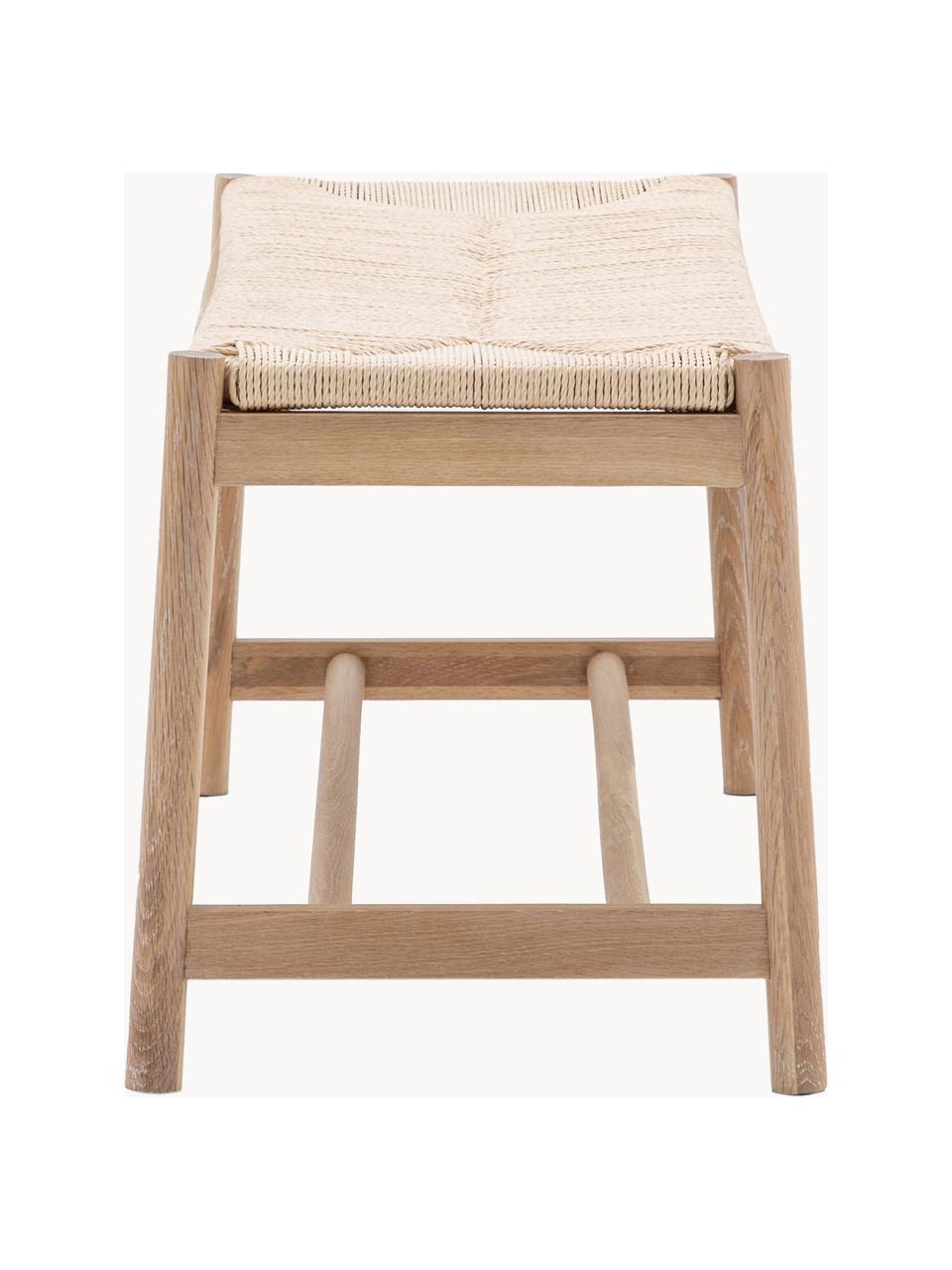 Banco artesanal de madera de haya y mimbre Eton, Estructura: haya, Asiento: mimbre de junco, Madera de haya, beige claro, An 110 x Al 45 cm