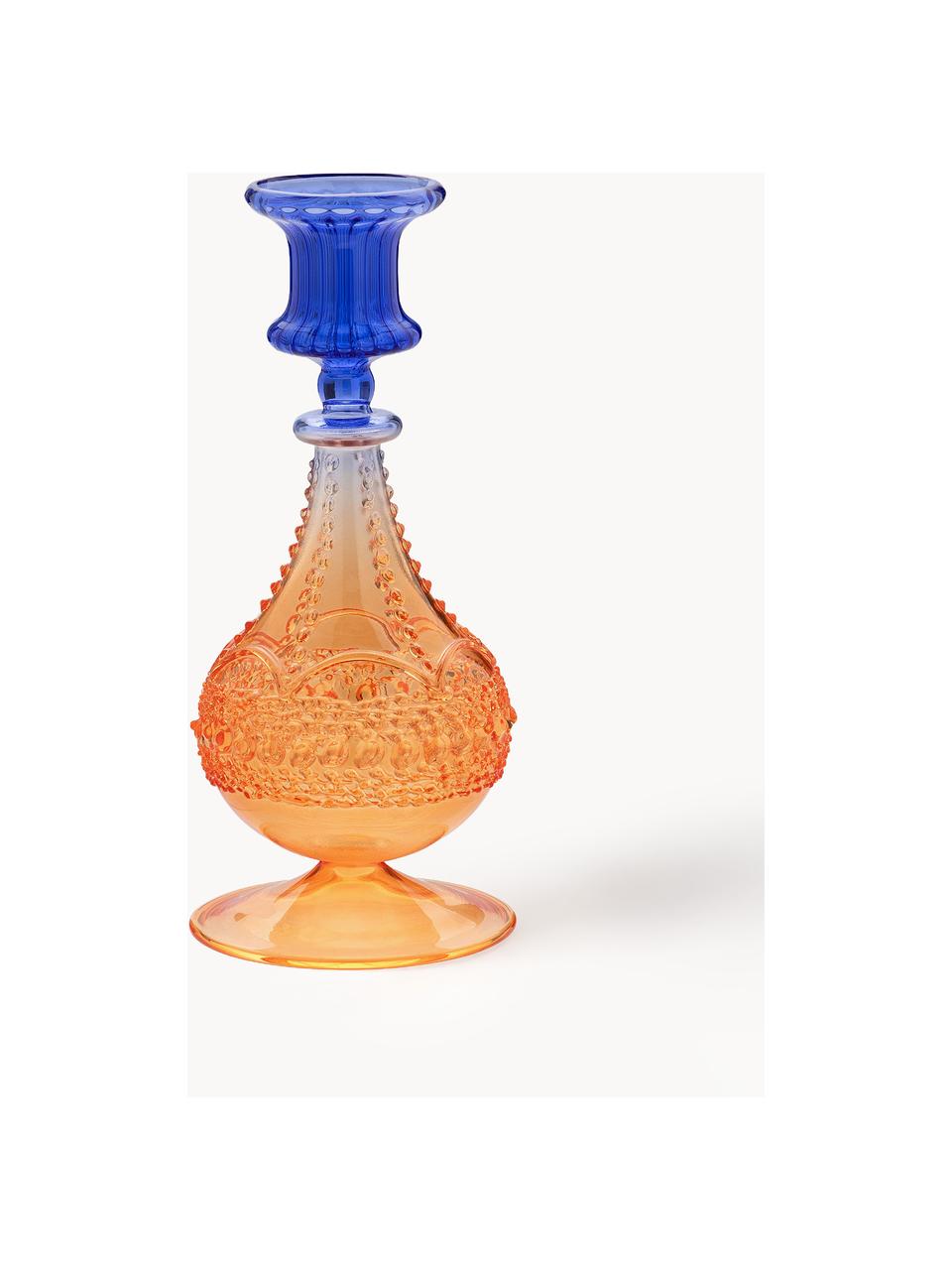 Kerzenhalter Ombre Flash, Glas, Royalblau, Orange, Ø  8 x H 19 cm