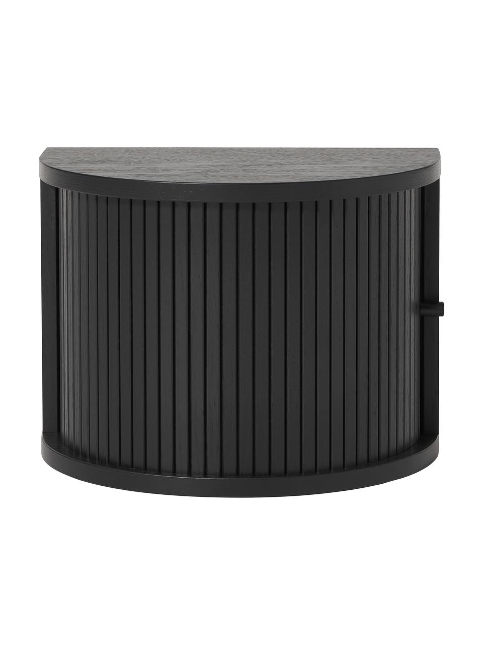 Nástěnný noční stolek s žebrováním Front, Černá, Š 40 cm, V 30 cm