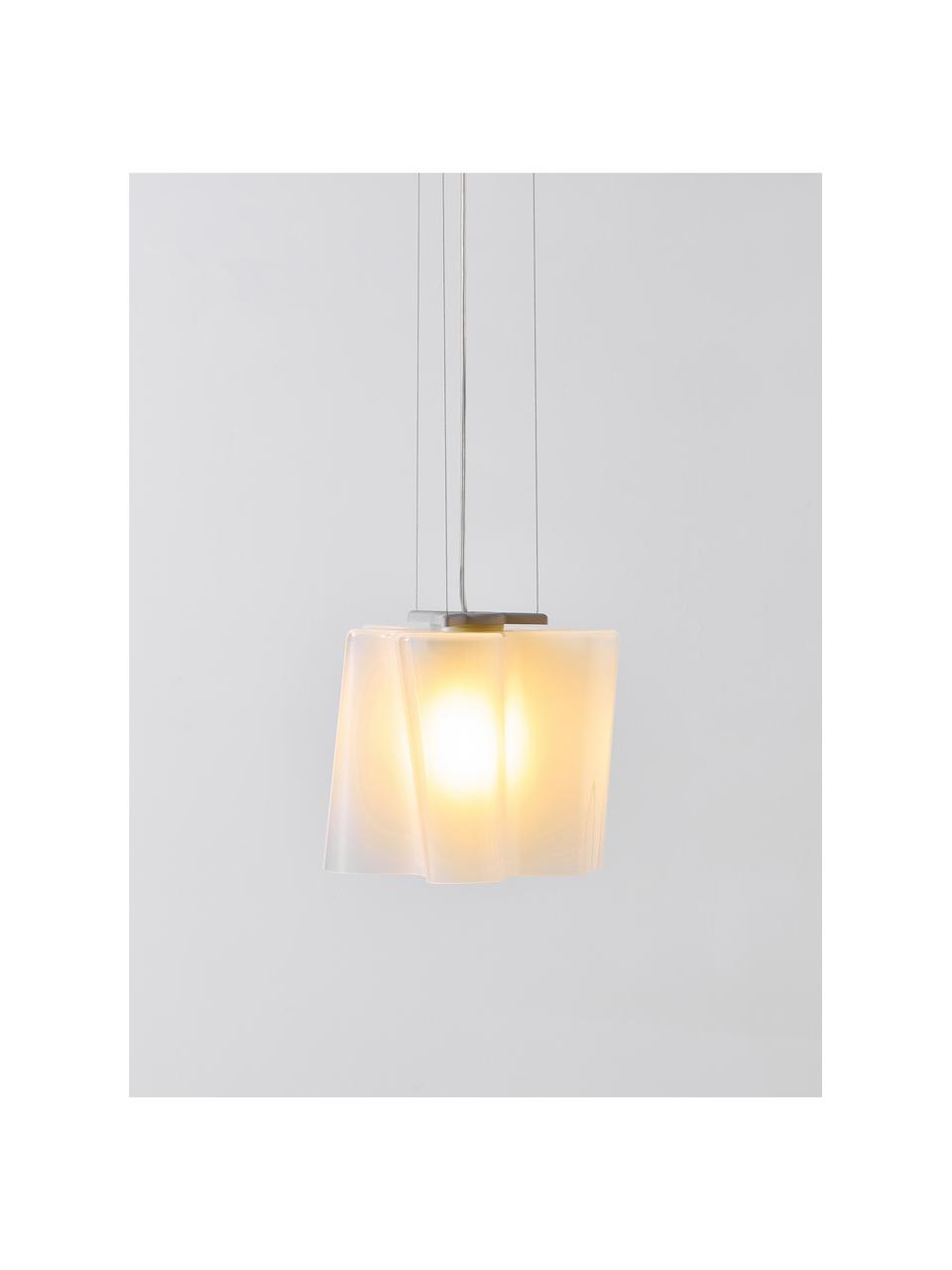 Lampa wisząca ze szkła dmuchanego Logico, Biały, półtransparentny, S 40 x W 31 cm