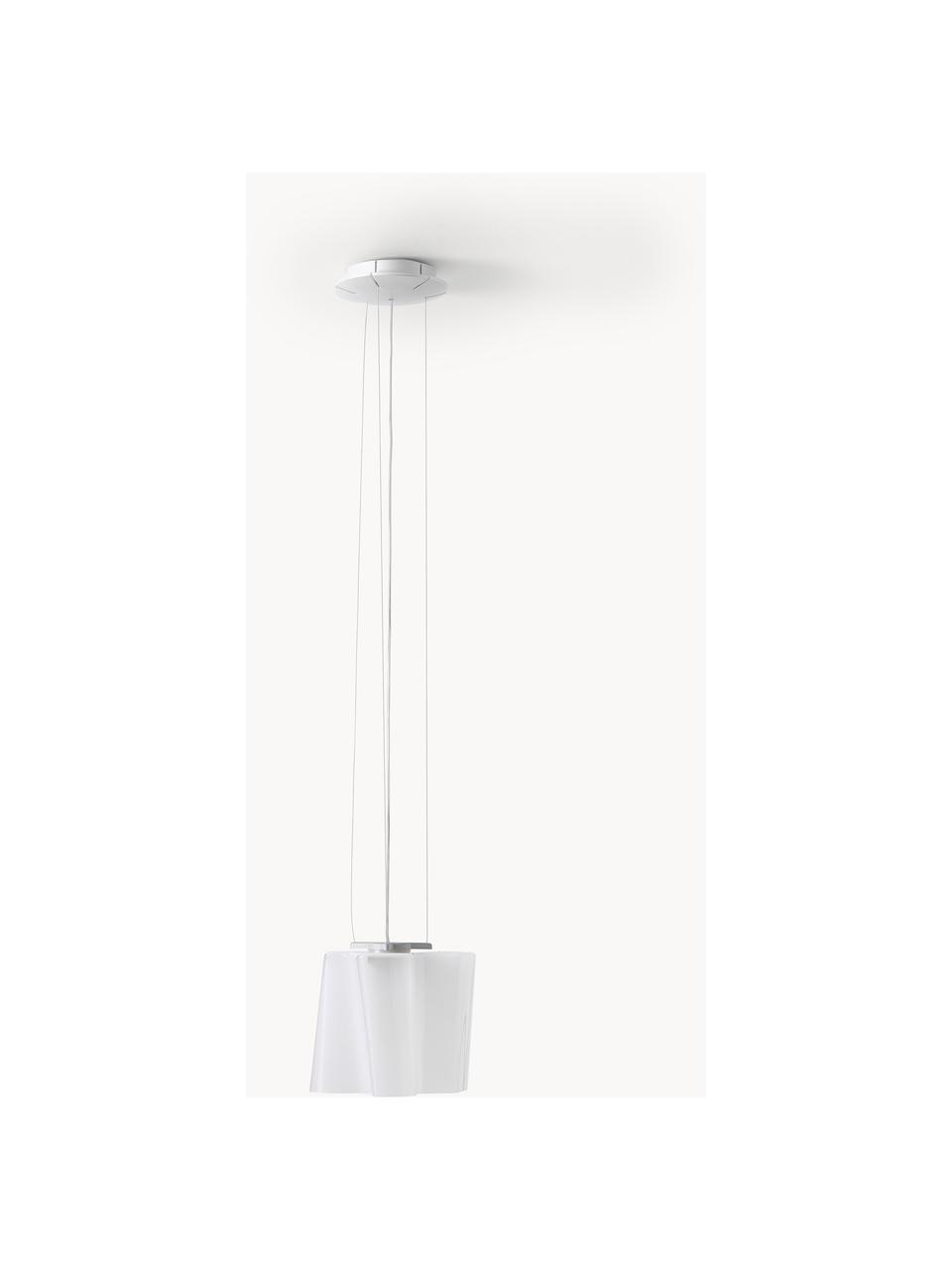 Lampa wisząca ze szkła dmuchanego Logico, Biały, półtransparentny, S 40 x W 31 cm