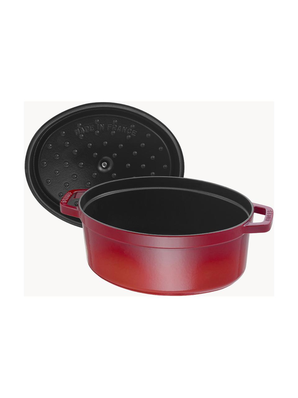 Casseruola ovale in ghisa La Cocotte, Ghisa smaltata, Rosso, argentato, Larg. 38 x Alt. 17 cm, 5,5 l