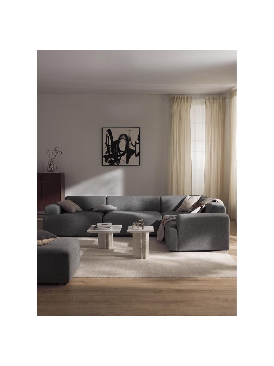 Großes Ecksofa Melva (4-Sitzer), Bezug: 100 % Polyester Der strap, Gestell: Massives Kiefern- und Fic, Füße: Kunststoff Dieses Produkt, Webstoff Dunkelgrau, B 339 x T 220 cm, Eckteil links