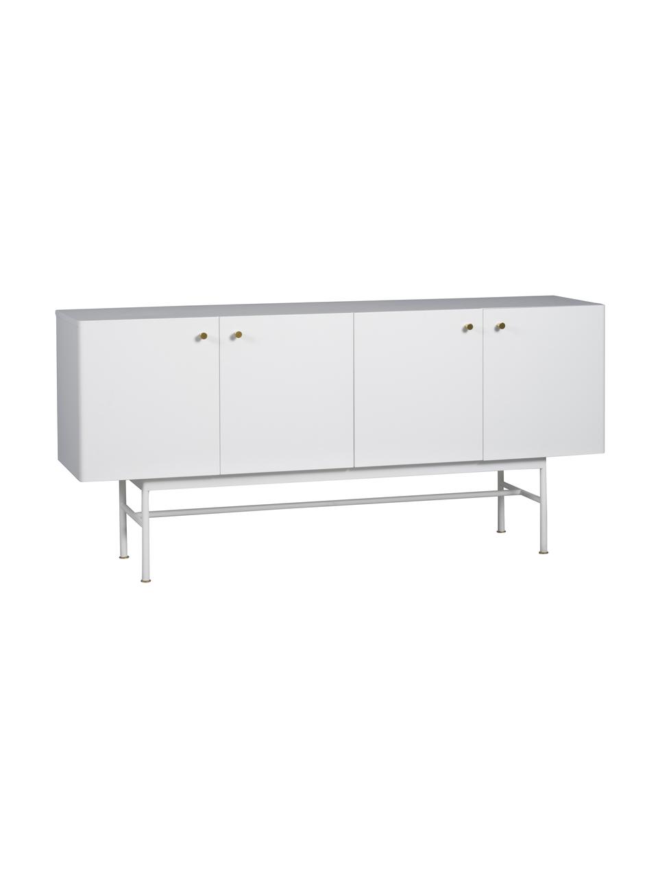 Design dressoir Glendale in wit, Frame: gelakt MDF, Eikenhout, wit, 160 x 75 cm