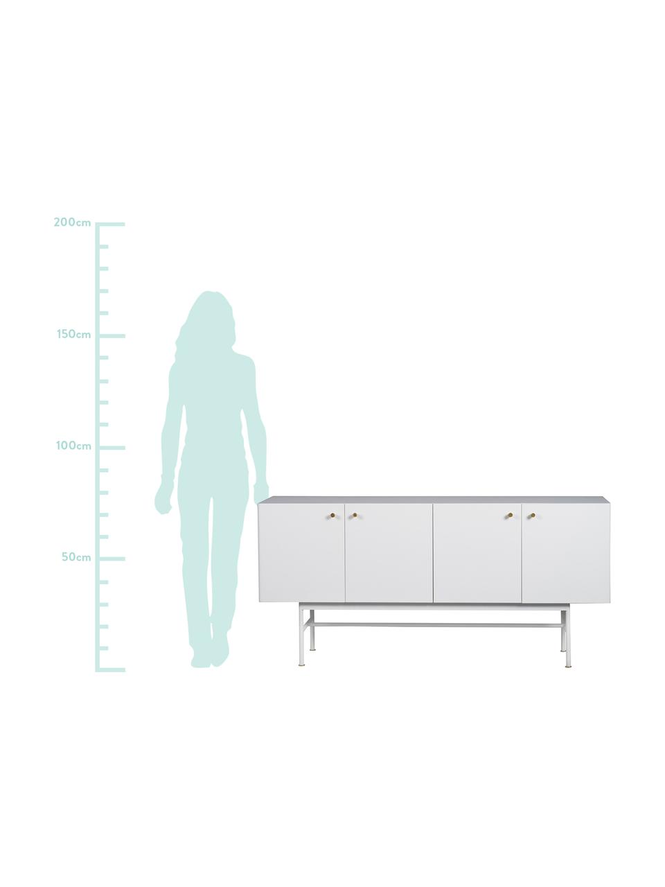 Aparador de diseño Glendale, Estructura: tablero de fibras de dens, Roble, blanco, An 160 x Al 75 cm