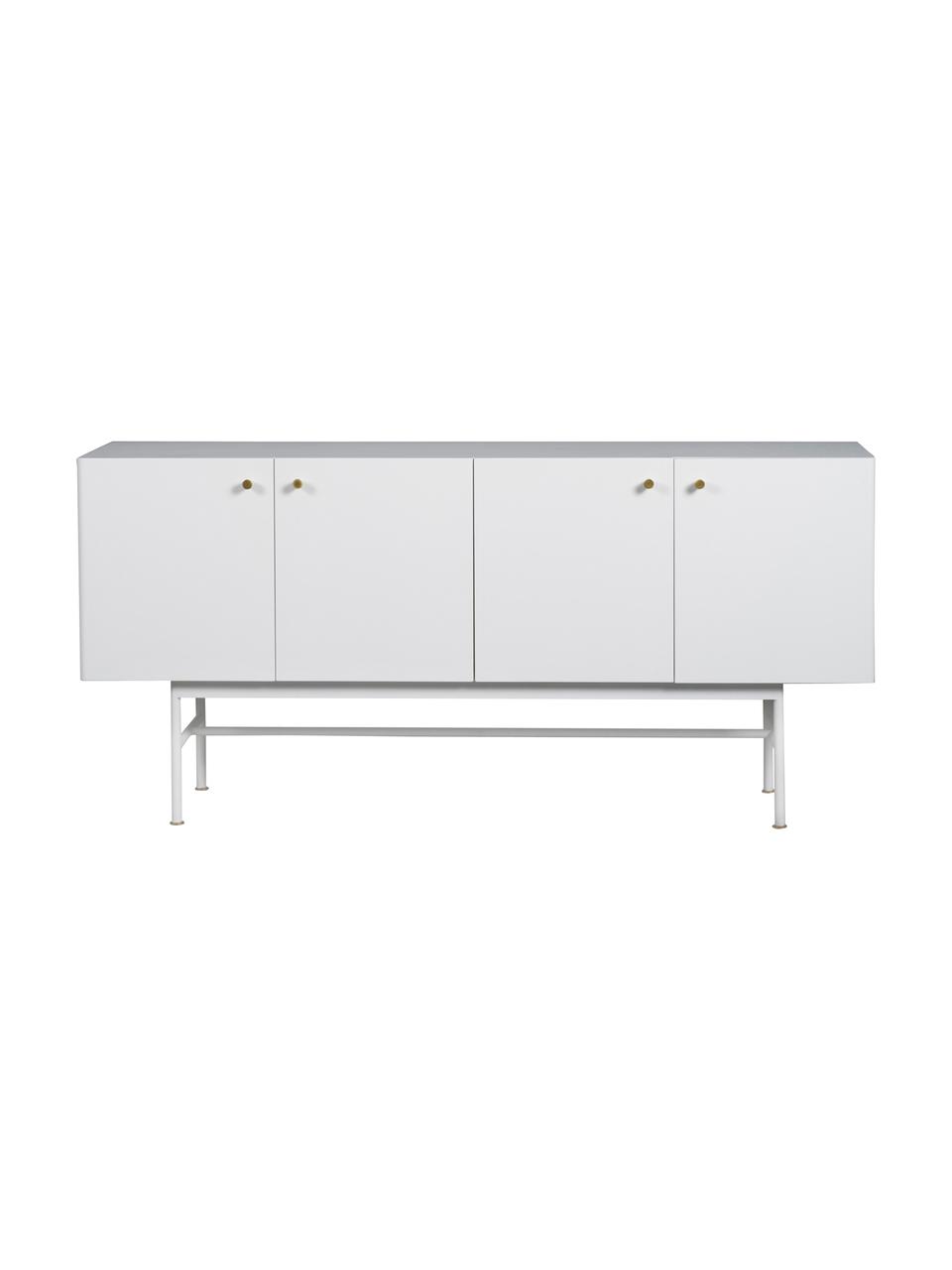 Design-Sideboard Glendale in Weiss, Korpus: Mitteldichte Holzfaserpla, Eichenholz, Weiss, 160 x 75 cm