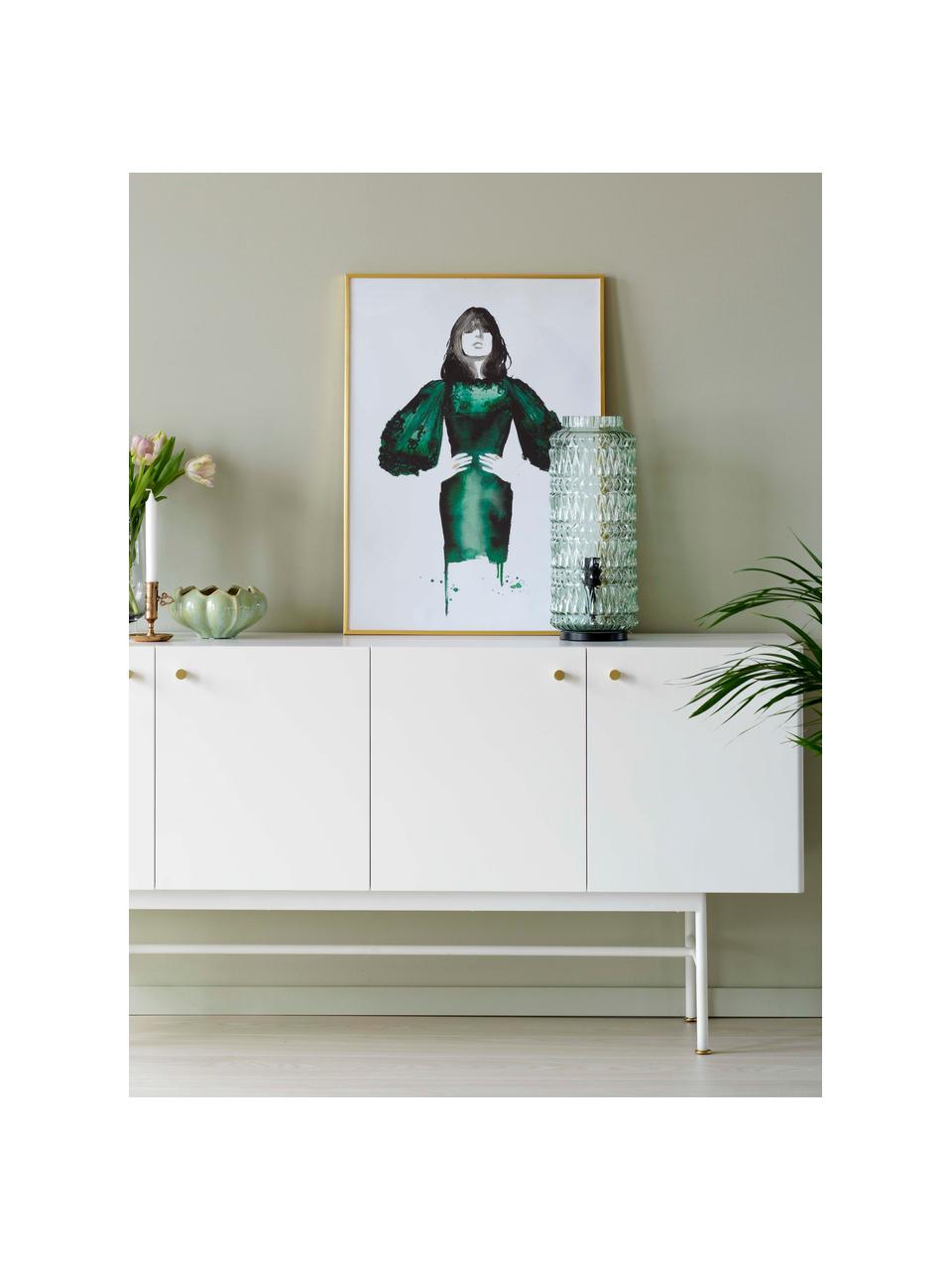 Credenza di design Glendale, Legno di quercia, bianco, Larg. 160 x Alt. 75 cm
