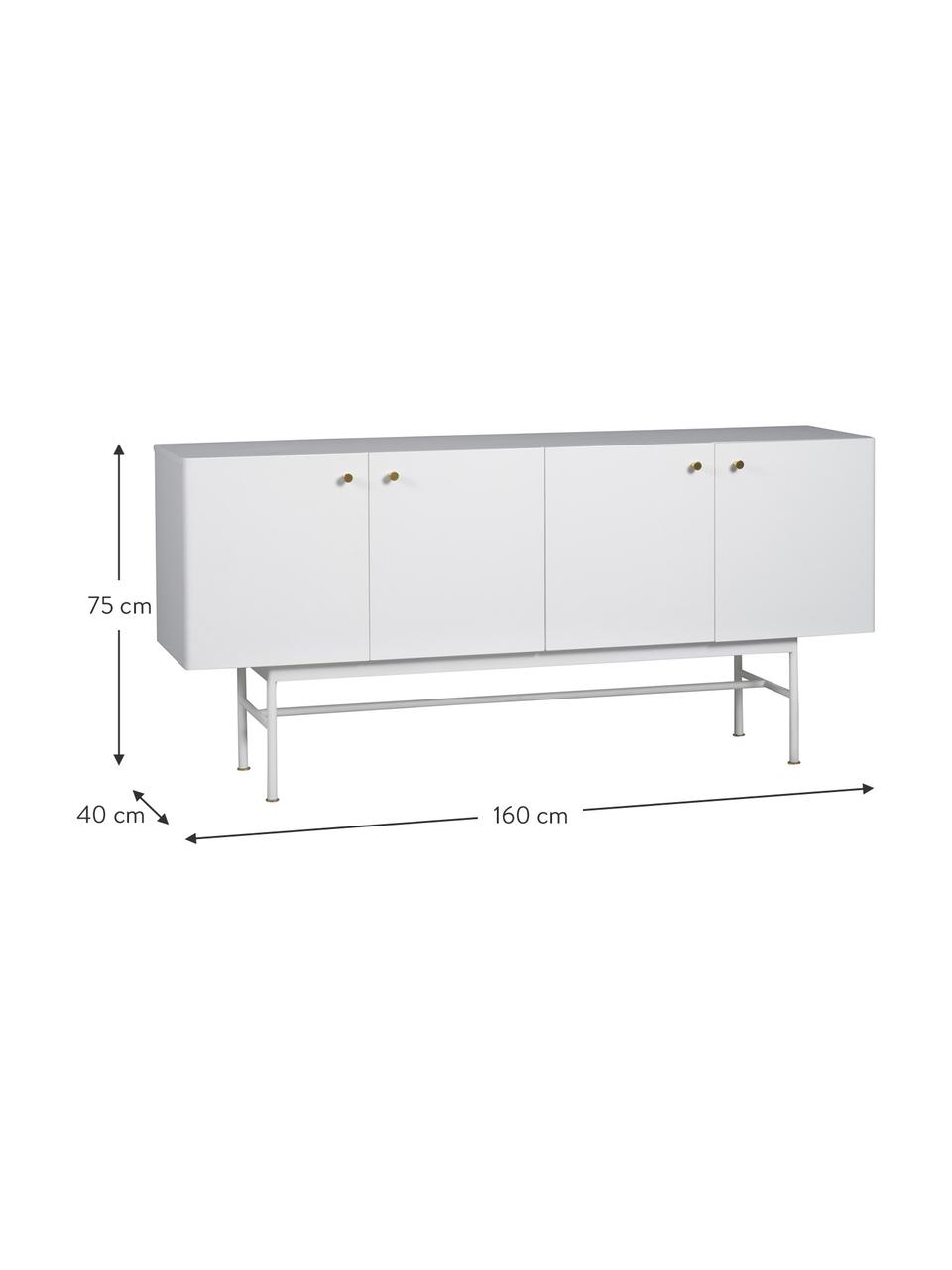 Design-Sideboard Glendale in Weiß, Korpus: Mitteldichte Holzfaserpla, Eichenholz, Weiß, 160 x 75 cm