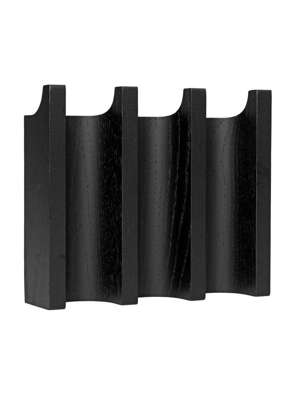 Wandkapstok Column van eikenhout, Gelakt eikenhout, Zwart, B 21 cm x H 18 cm