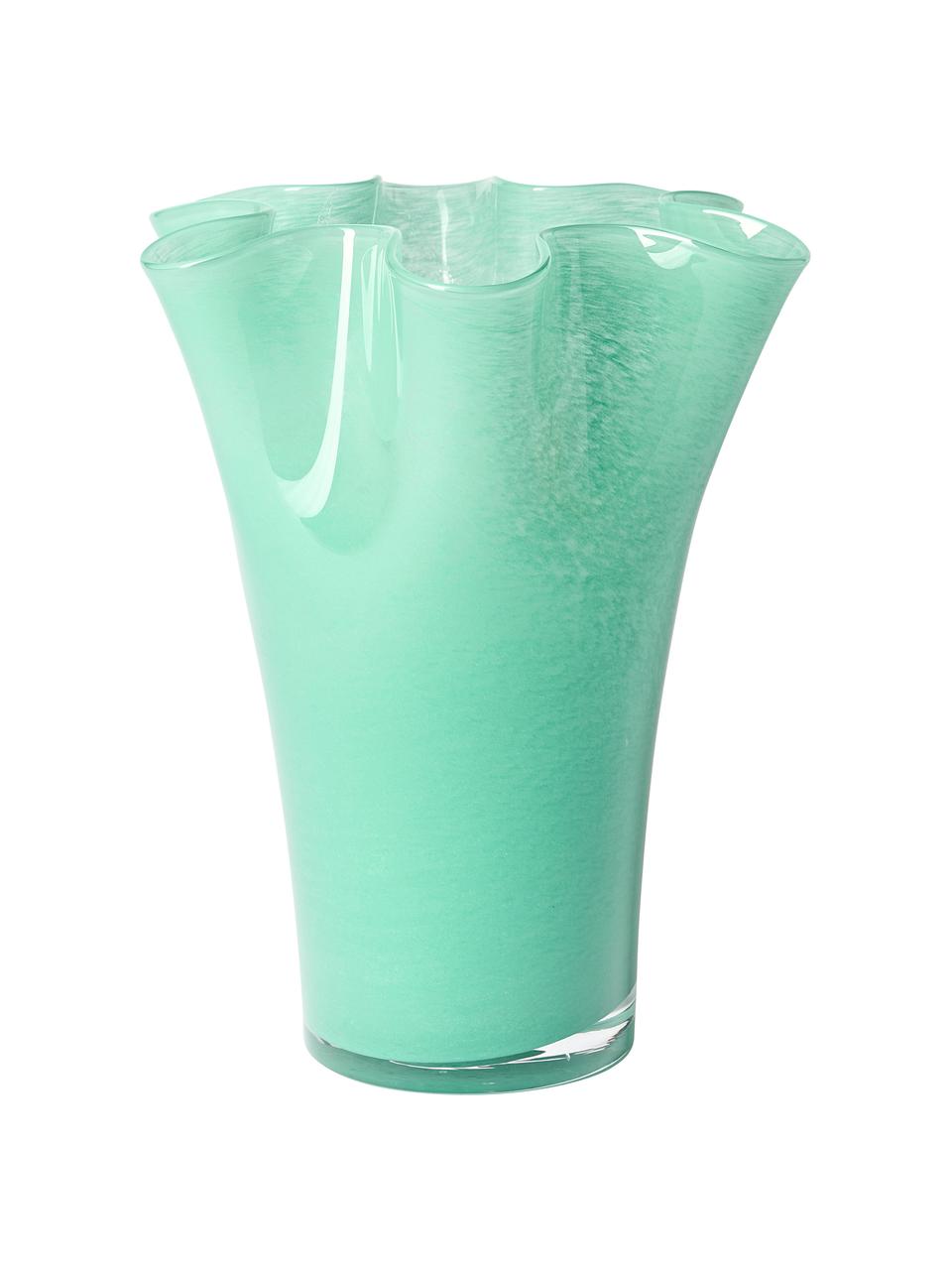 Mondgeblazen glazen vaas Inaya, Mondgeblazen glas, Mintgroen, Ø 29 x H 31 cm