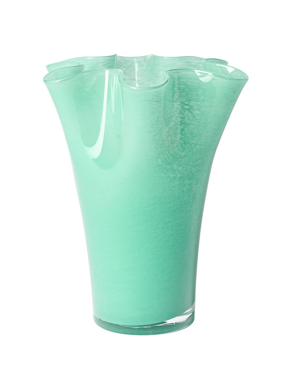 Mundgeblasene Glasvase Inaya, Glas, mundgeblasen, Mintgrün, Ø 29 x H 31 cm