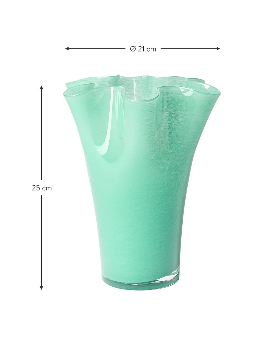 Vase en verre soufflé bouche Inaya, Verre, soufflé bouche, Vert menthe, Ø 29 x haut. 31 cm