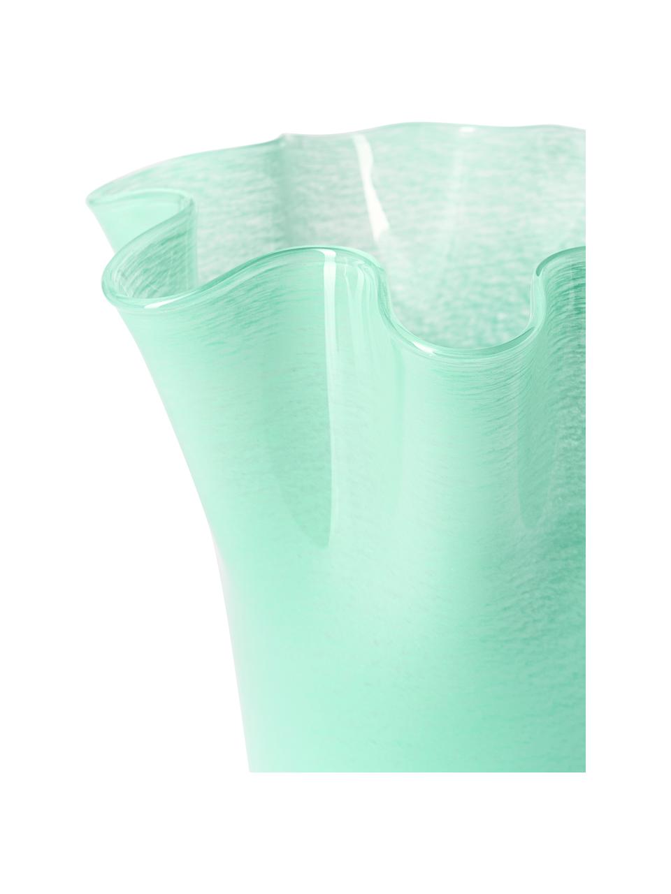 Ručně foukaná skleněná váza Inaya, Foukané sklo, Mátově zelená, Ø 29 cm, V 31 cm