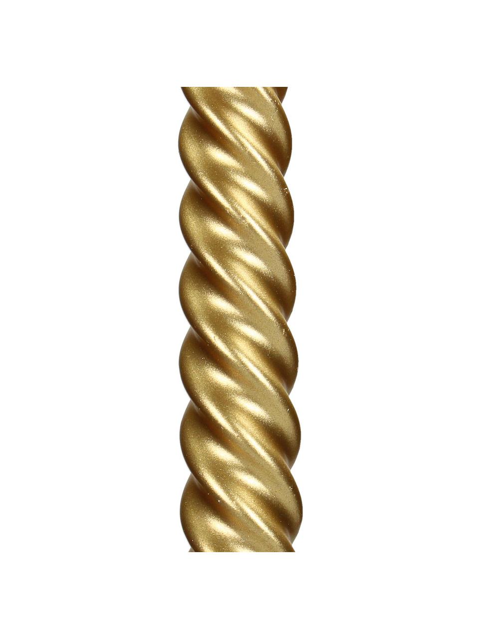 Stabkerzen Twisted, 4 Stück, Wachs, Goldfarben, L 26 cm