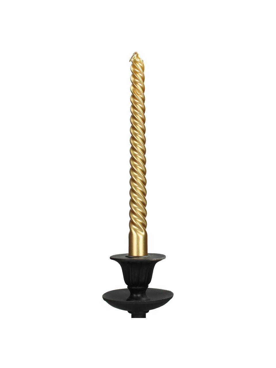 Stolní svíce Twisted, 4 ks, Vosk, Zlatá, D 26 cm