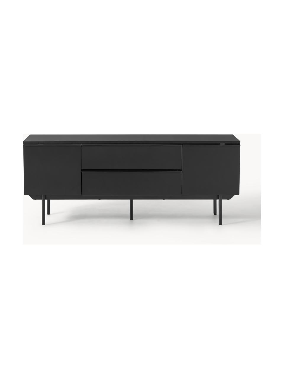 Aparador de madera Elona, Estructura: tablero de fibras de dens, Negro, An 140 x Al 55 cm