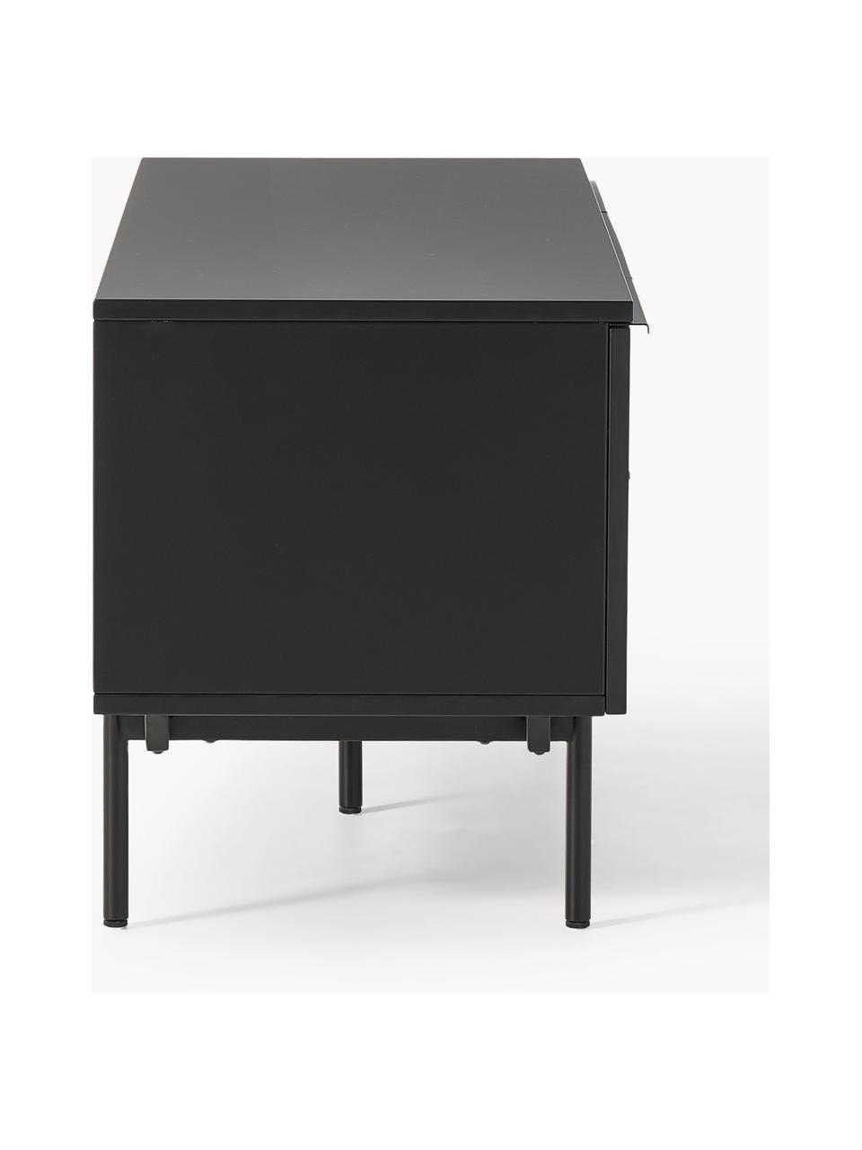 Credenza bassa in legno Elona, Nero, Larg. 140 x Alt. 55 cm