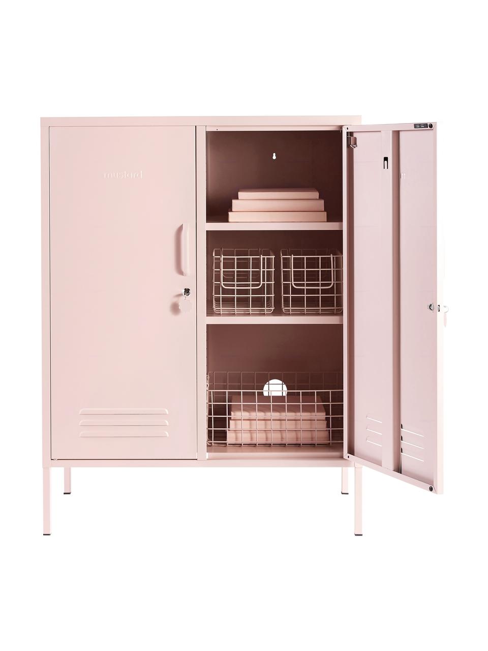 Chiffonnier de metal Midi, Acero con pintura en polvo, Rosa pastel, An 85 x Al 111 cm