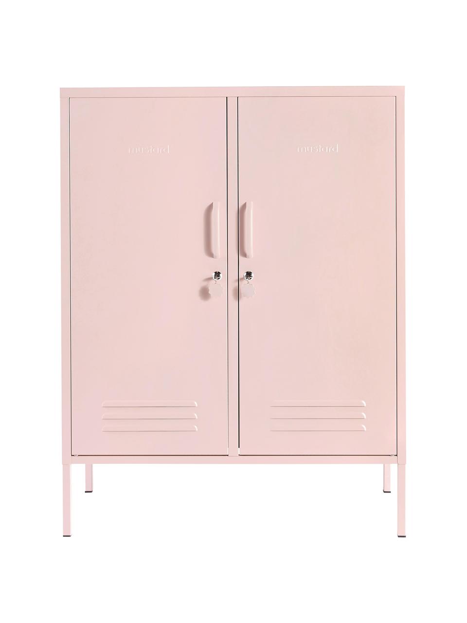 Credenza alta in metallo The Midi, Acciaio verniciato a polvere, Rosa chiaro, Larg. 85 x Alt. 111 cm