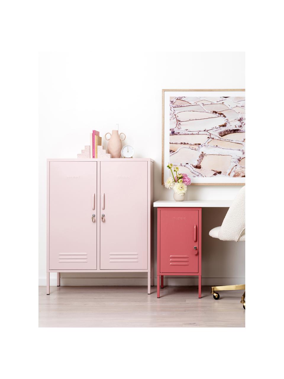 Credenza alta in metallo The Midi, Acciaio verniciato a polvere, Rosa chiaro, Larg. 85 x Alt. 111 cm