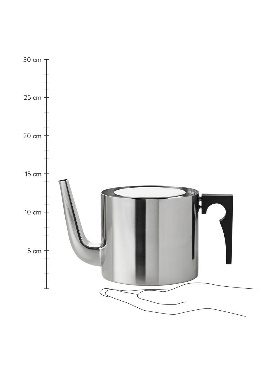 Teekanne Arne Jacobsen, 1.25 L, Korpus: Edelstahl, Griff: Kunststoff, Silberfarben, 1.25 L