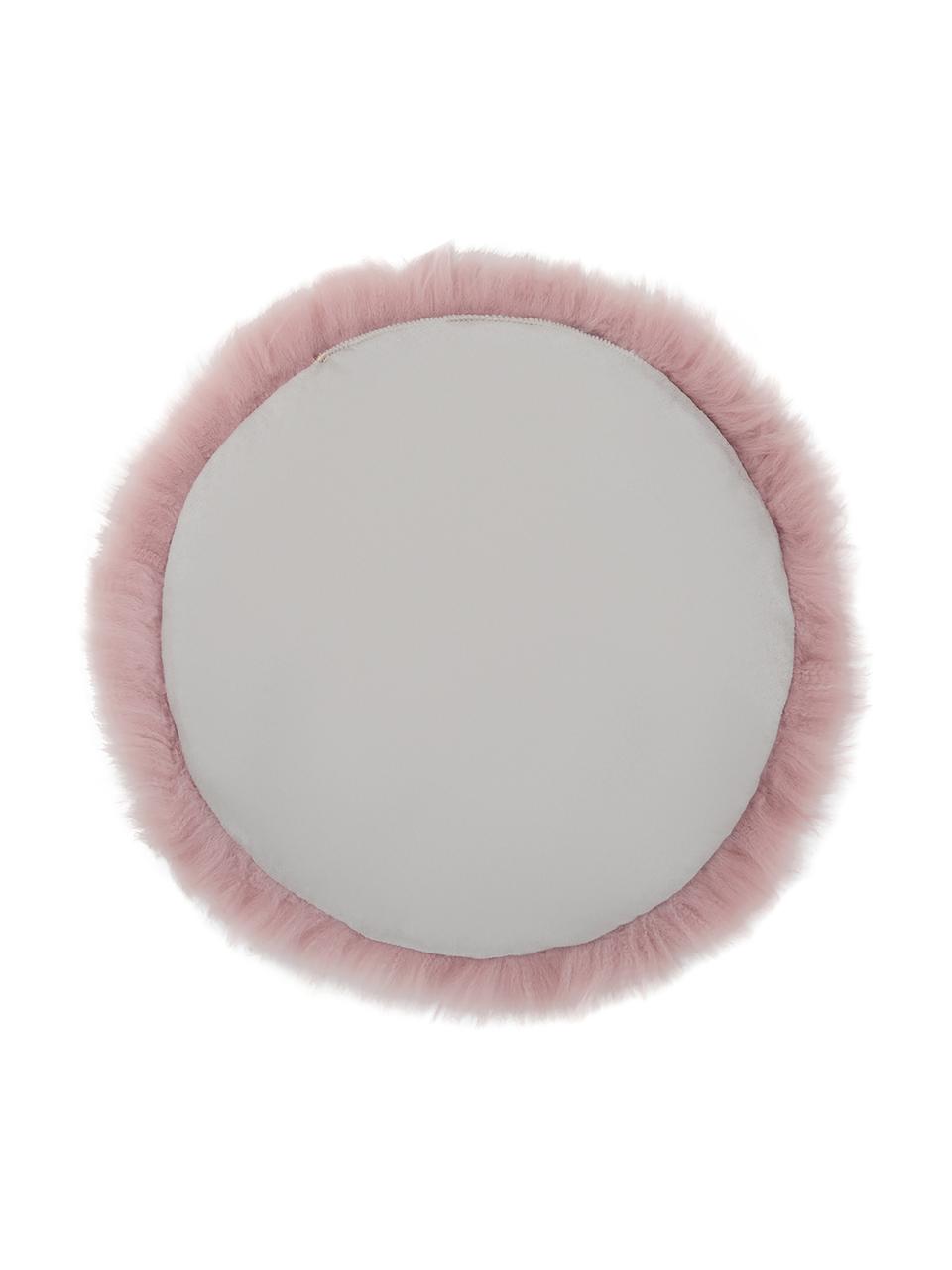 Galette de chaise en peau de mouton lisse Oslo, Rose, Ø 37 cm