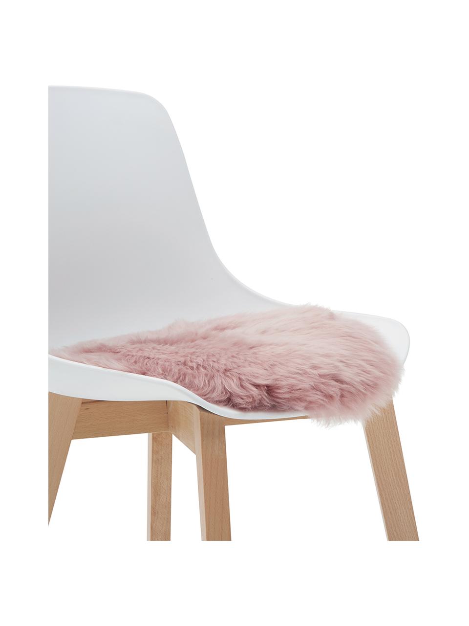 Okrągła nakładka na krzesło ze skóry owczej Oslo, proste włosie, Blady różowy, Ø 37 cm