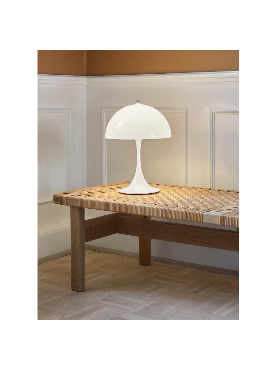 Lampada da tavolo portatile a LED con luce regolabile Panthella, alt. 34 cm, Paralume: vetro acrilico, Struttura: alluminio rivestito, Bianco, Ø 25 x Alt. 34 cm